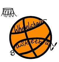 a drawing of a basketball with the words wheelchair basketball