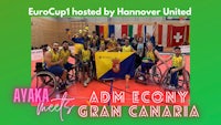 a group of people in wheelchairs with the words adm econy gran canaria