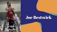 joe bestwick in a wheelchair on a court